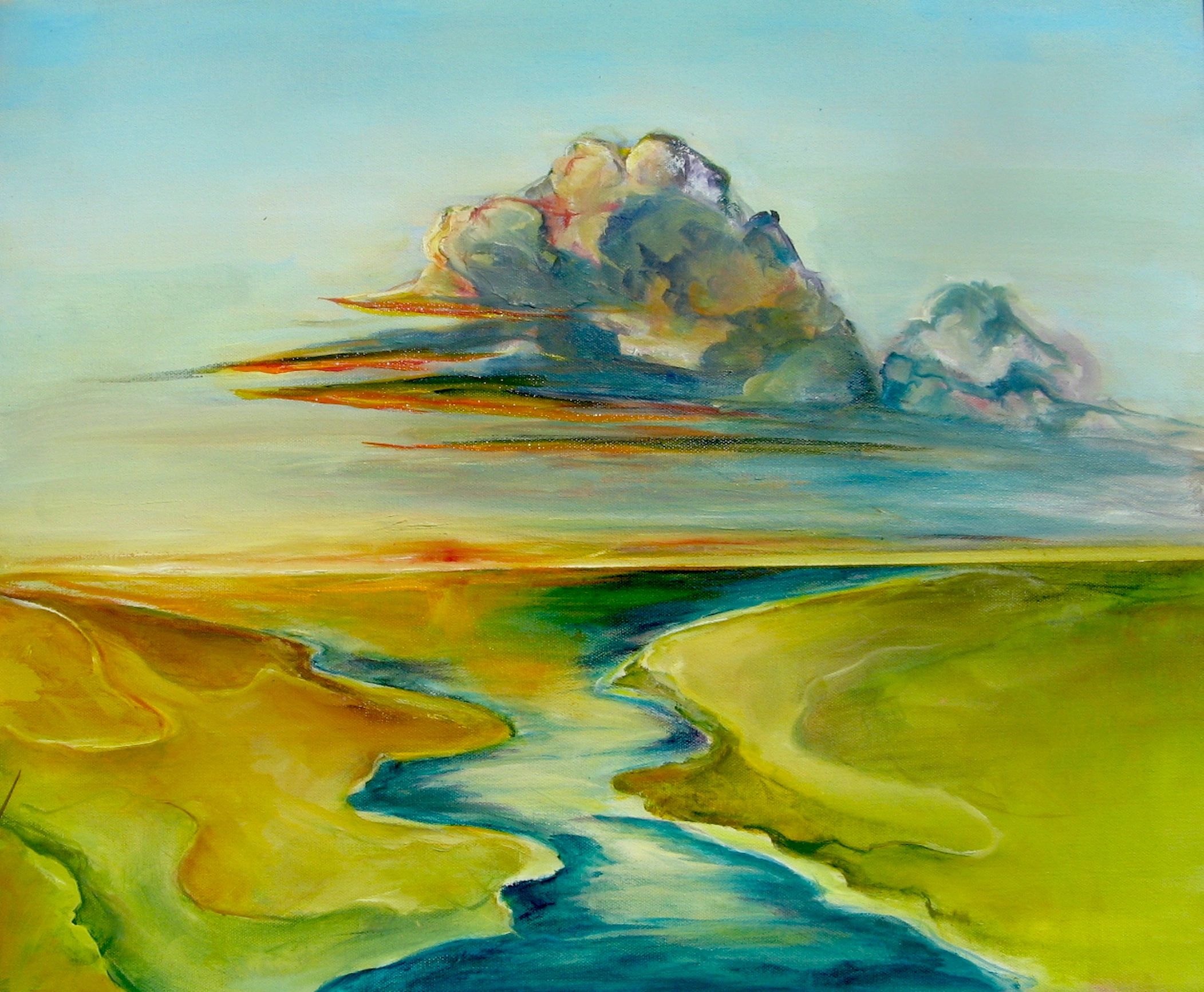 Storm Warning – geothermal hot springs landscape painting